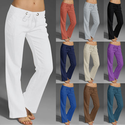 Cotton and Linen Blend Women's Loose Casual Pants