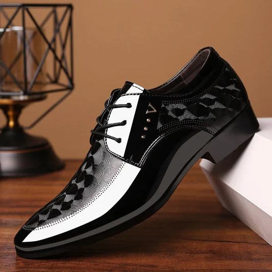 Men's Oxfords Shoes Lace Up Point Toe Business Casual Shoes for Men Wedding Party Office Men's Shoes Luxury Dress Shoe 2026 New