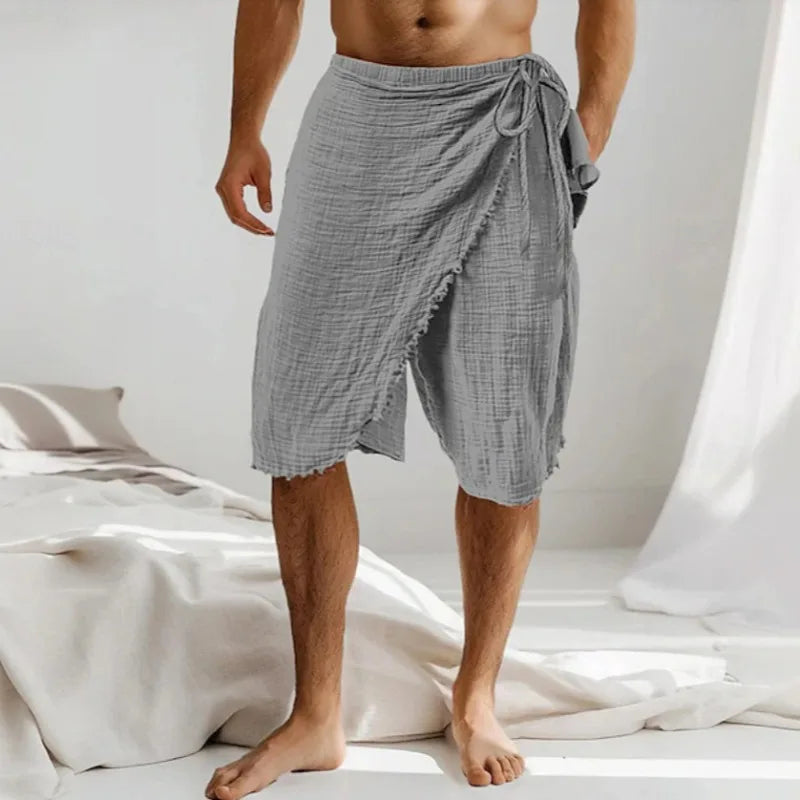 Unisex Breathable Linen Side Open Exercise Shorts Skirts Casual Sporty Take Off Easy Trainning Bottoms Beach Cooling Sportswear